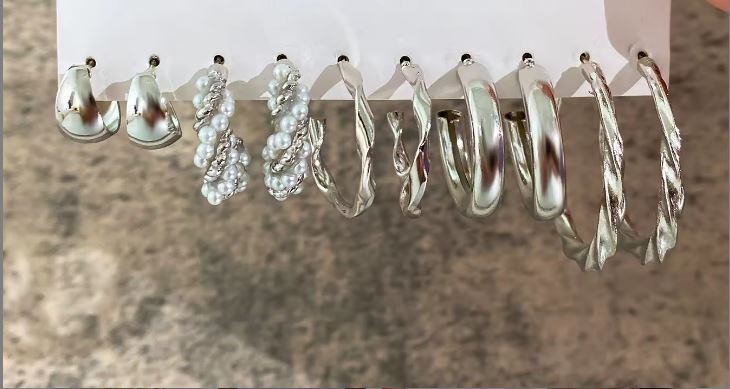 Vintage Gold Hoop Earrings Set Circle Geometric Twist Pearl Dangle Earrings