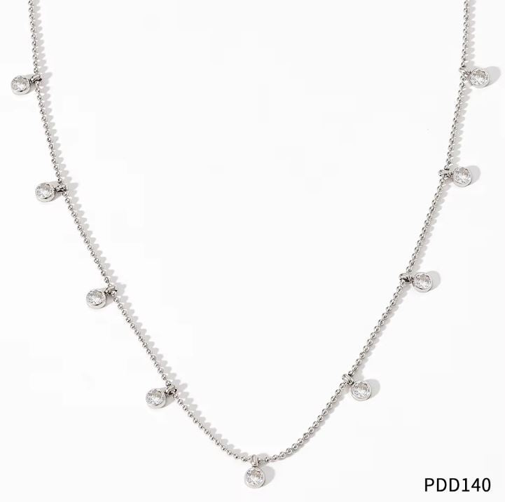 Platinum Plated White Cubic Zircon Exquisite Collar Charm Necklaces for Women
