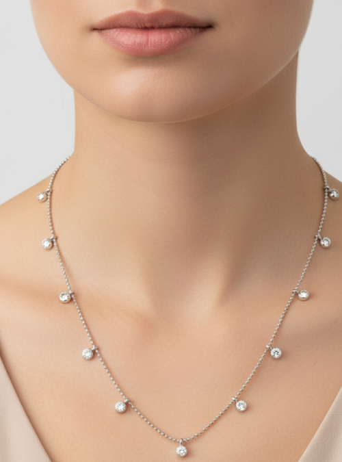 Load image 1 in gallery view. Platinum Plated White Cubic Zircon Exquisite Collar Charm Necklaces for Women