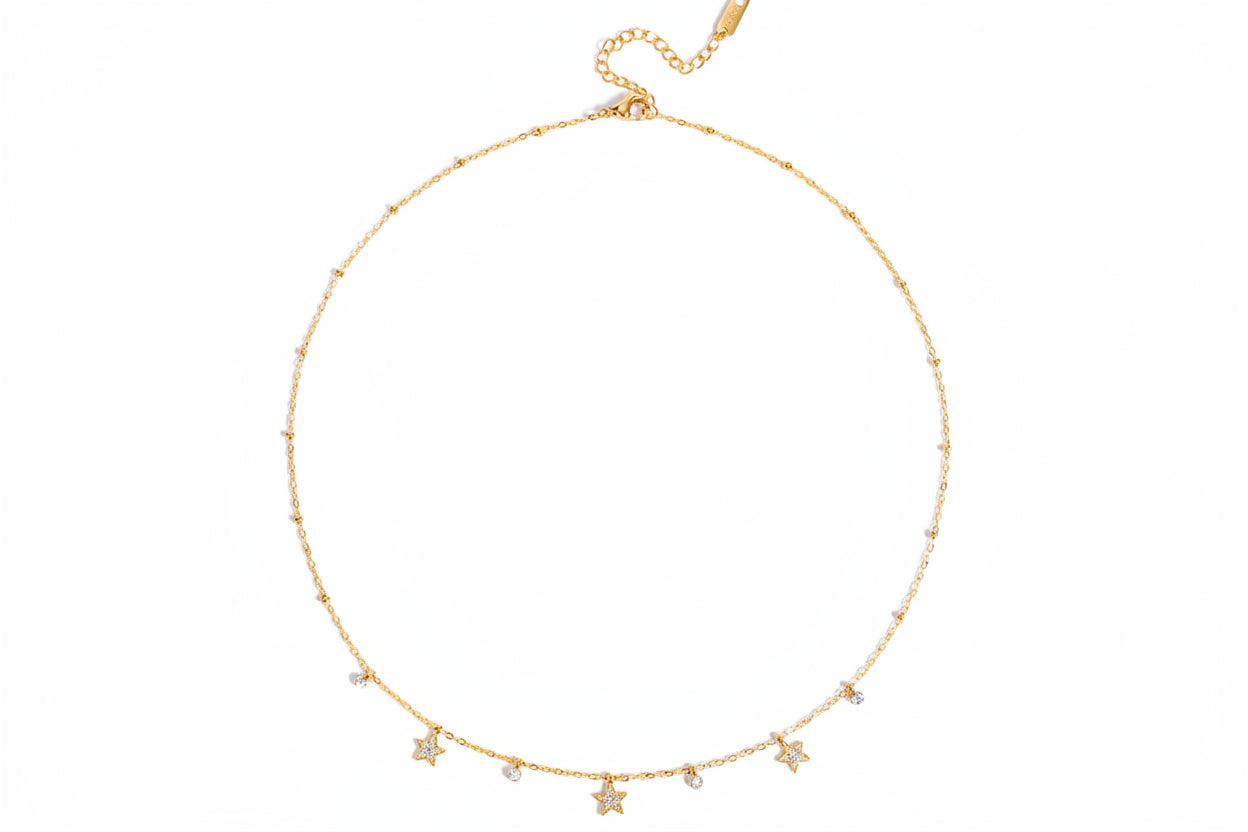Classic 18K Gold Stainless Steel Rhinestone Crystal Cross Cup Small Pendant Clip Bead Chain
