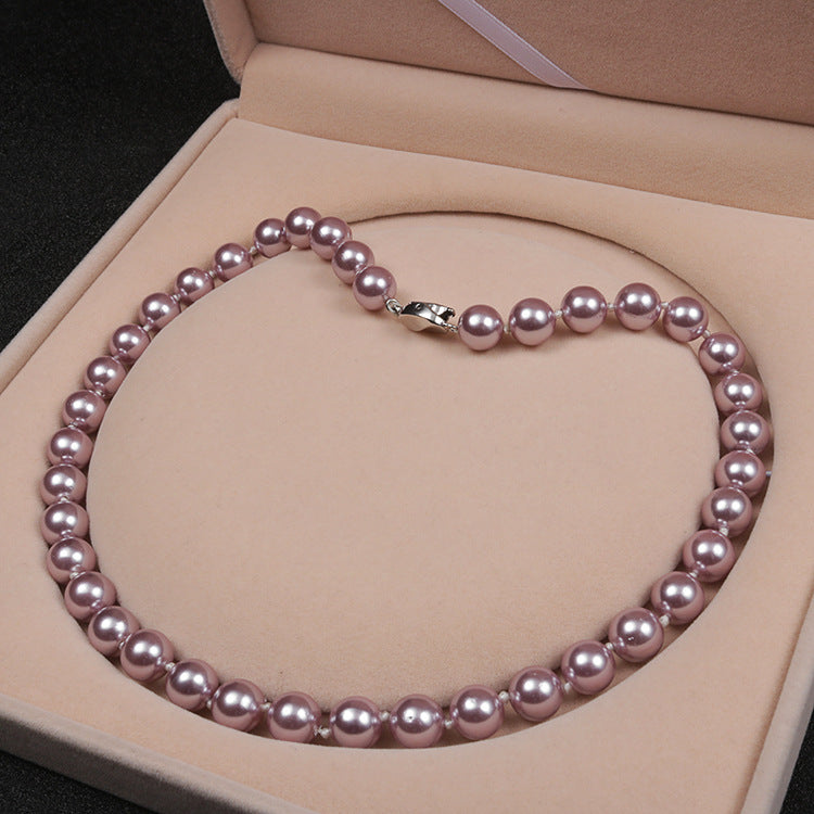 Silver Shell Pearl Choker Necklace 10mm For Women Children