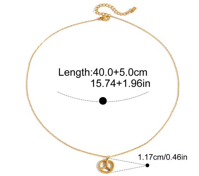 18K Gold Plated Stainless Steel Necklace Fun Food Croissant Pretzel Heart Pendant Necklace