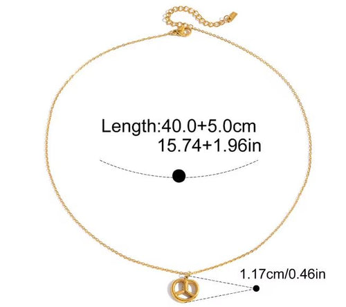 Load image 1 in gallery view. 18K Gold Plated Stainless Steel Necklace Fun Food Croissant Pretzel Heart Pendant Necklace