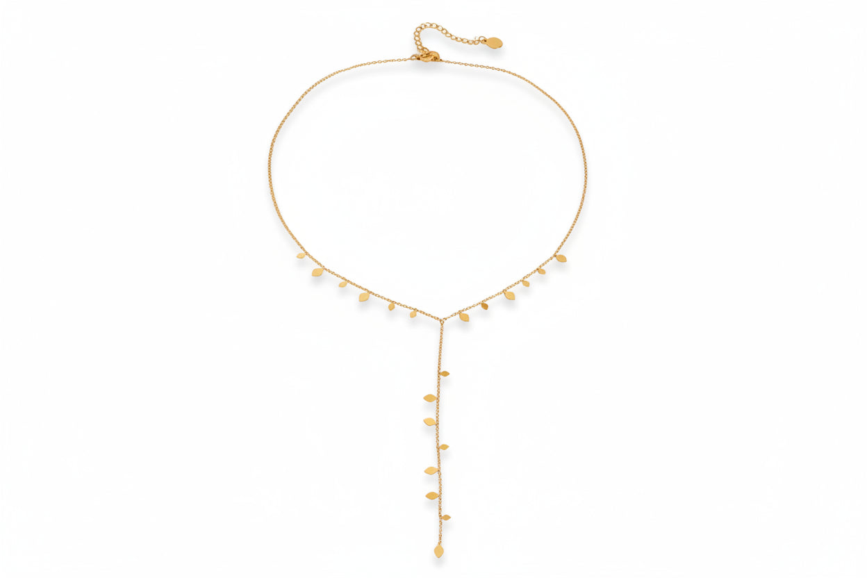 Dainty 18K Gold Plated Stainless Steel Cubic Zirconia Long Y Shape Necklace