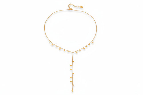 Load image 1 in gallery view. Dainty 18K Gold Plated Stainless Steel Cubic Zirconia Long Y Shape Necklace