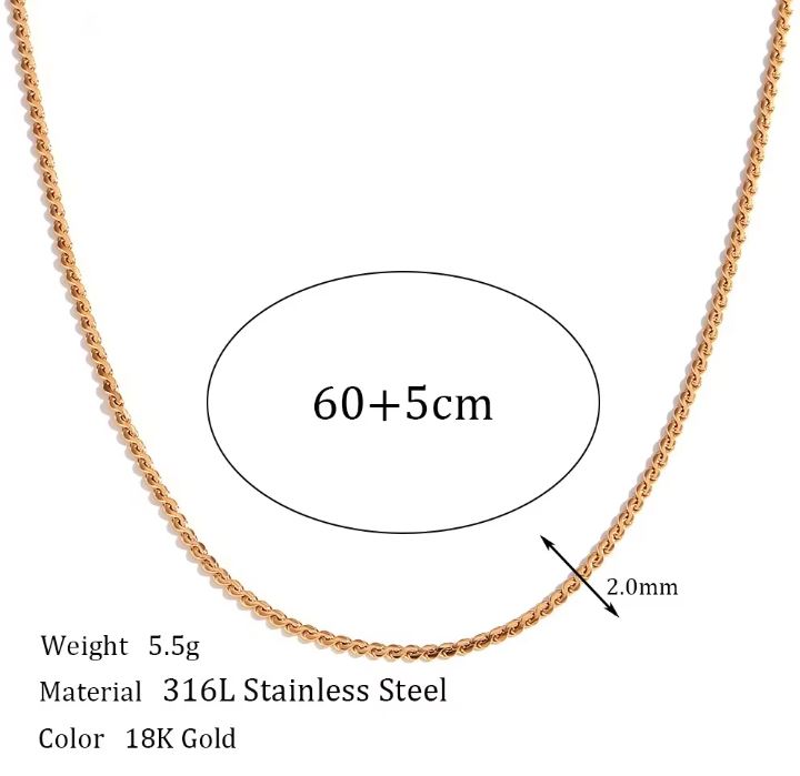 18k Gold Plated  Waterproof  Chain  Necklace Fashion Jewelry