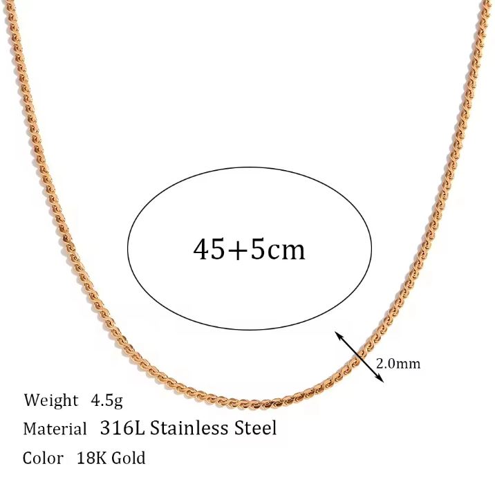 Silver Plated  Waterproof  Chain  Necklace Fashion Jewelry