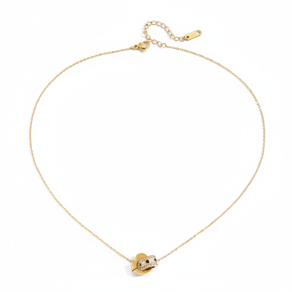Interlocking Pendant Necklace for Kids and Woman 18K Gold Plated
