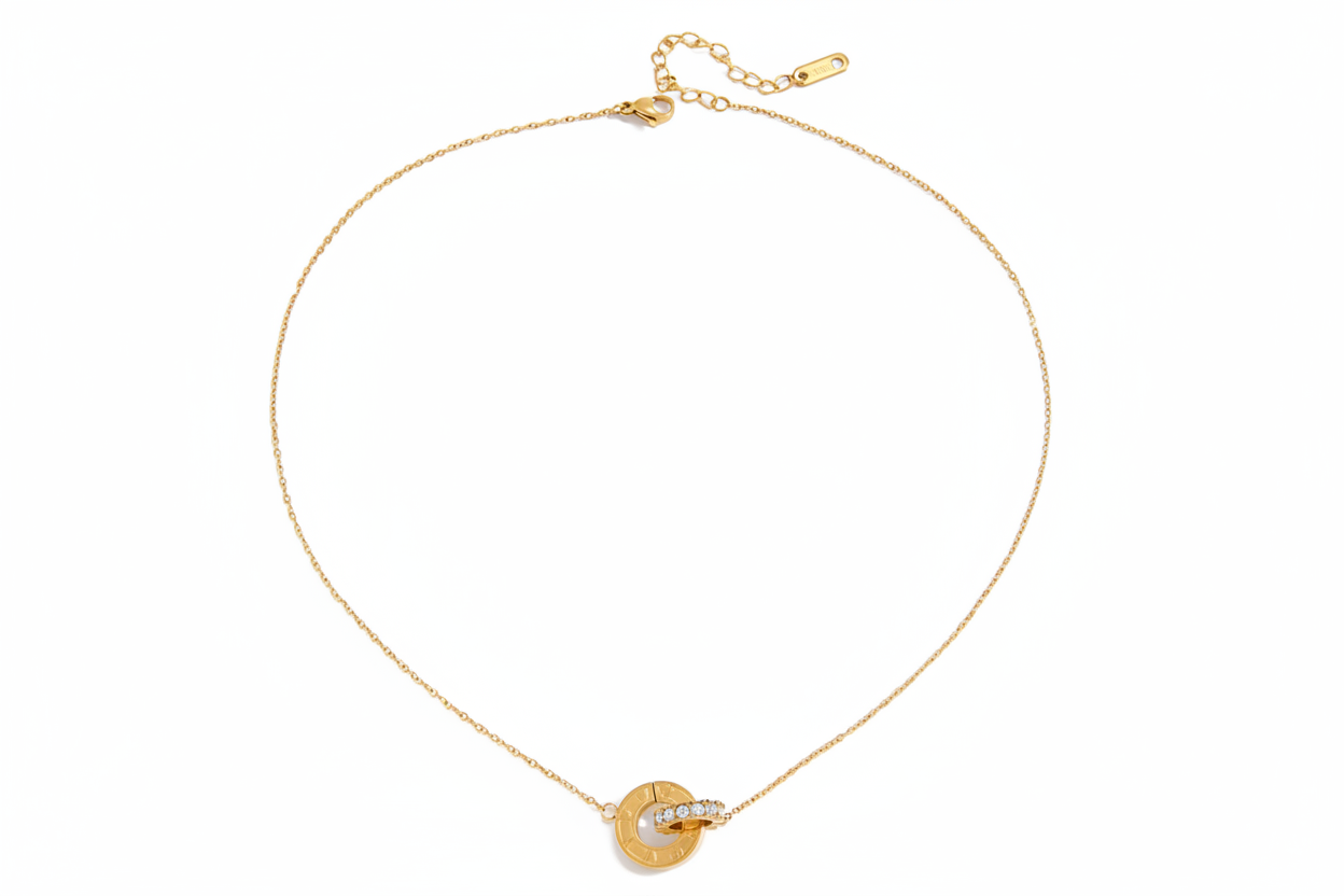 Interlocking Pendant Necklace for Kids and Woman 18K Gold Plated