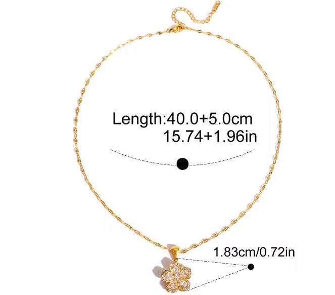 Anti Stress Necklace Classic Zircon Fidget Spinner Flower Rotatable Pendant Necklace