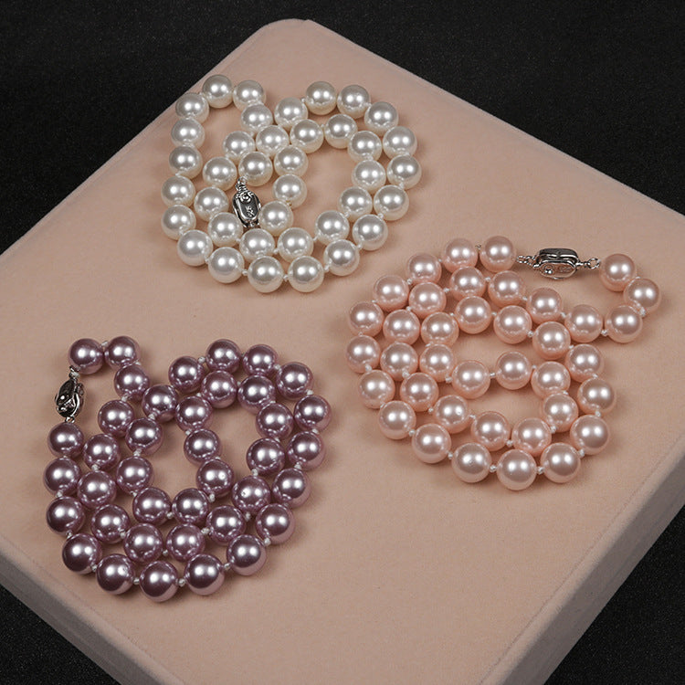 Silver Shell Pearl Choker Necklace 10mm For Women Children