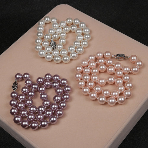 Load image 1 in gallery view. Silver Shell Pearl Choker Necklace 10mm For Women Children