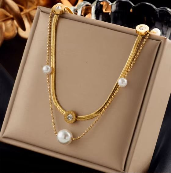 18k Gold Plated Charm Fashion Jewelry Chain Link round V shape Pendant Necklace