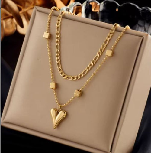 Load image 1 in gallery view. 18k Gold Plated Charm Fashion Jewelry Chain Link round V shape Pendant Necklace