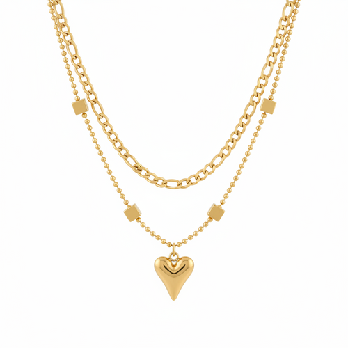 Load image 1 in gallery view. 18k Gold Plated Love Cross Charm Fashion Jewelry Chain Link Heart Pendant Necklace