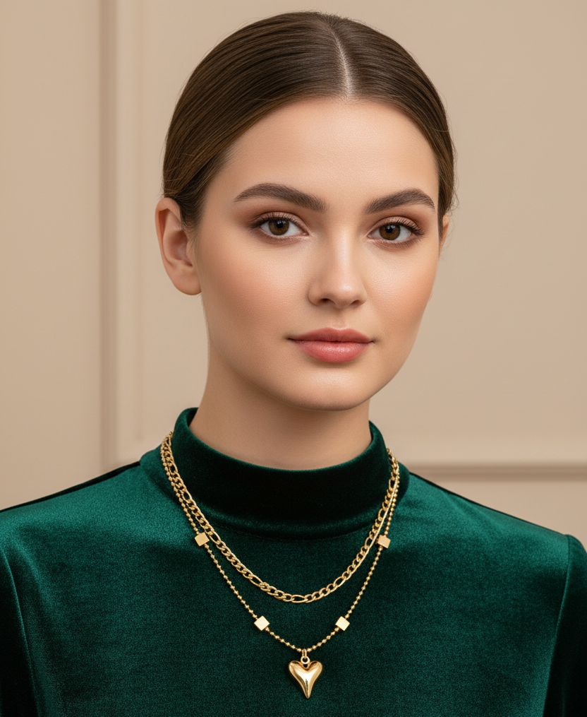 18k Gold Plated Love Cross Charm Fashion Jewelry Chain Link Heart Pendant Necklace