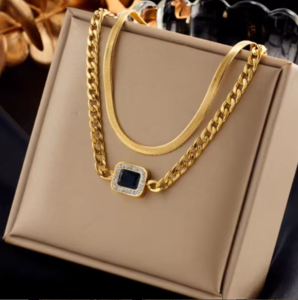 18k Gold Plated Charm Fashion Jewelry Chain Link round V shape Pendant Necklace