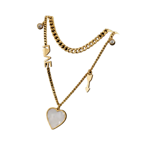 Load image 1 in gallery view. 18k Gold Plated Charm Fashion Jewelry Chain Link Heart Pendant Necklace