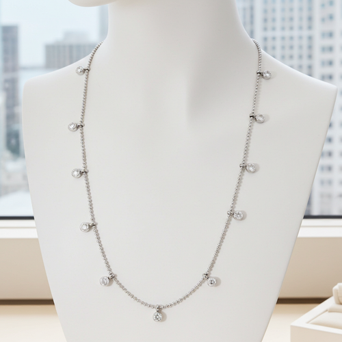 Load image 1 in gallery view. Platinum Plated White Cubic Zircon Exquisite Collar Charm Necklaces for Women