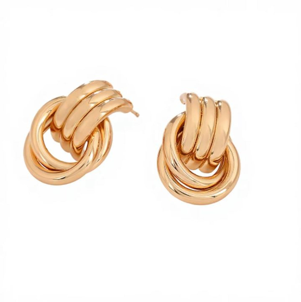 Gold Plated Chunky Statement Dangle Knot Hoop Earrings for Women and kids