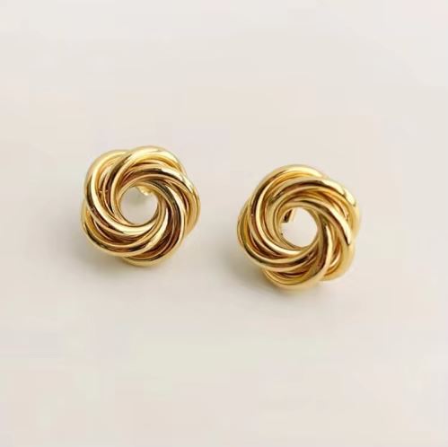 Load image 1 in gallery view. Gold Plated Chunky Statement Dangle Knot Hoop Earrings for Women Kids
