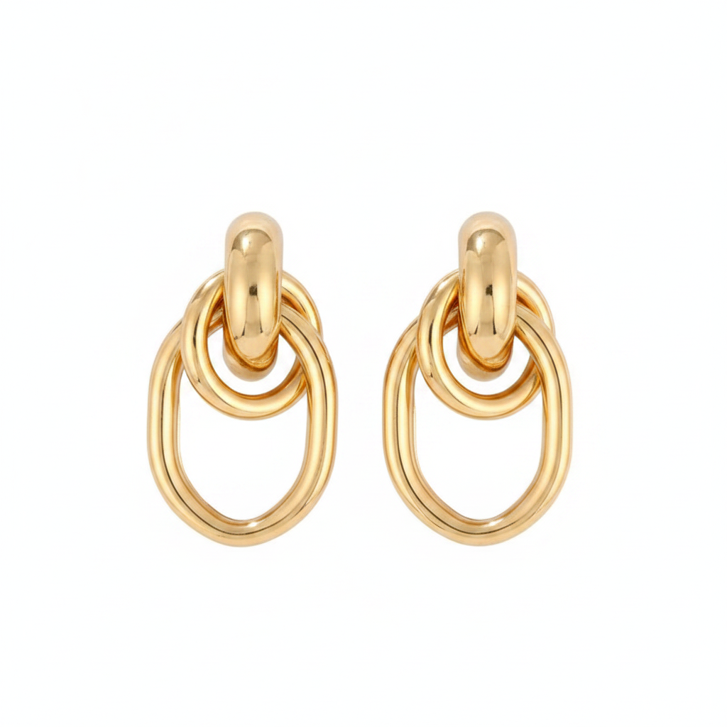 Gold Plated Chunky Statement Dangle Knot Hoop Earrings Women Kids
