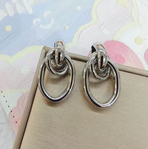 Silver Plated Chunky Statement Dangle Knot Hoop Earrings for Women and kids