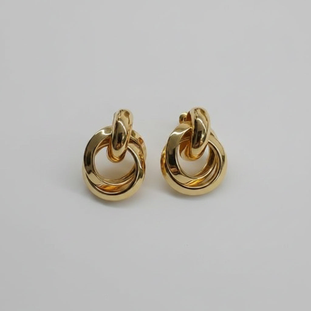 Gold Plated Chunky Statement Dangle Knot Hoop Earrings for Women and kids