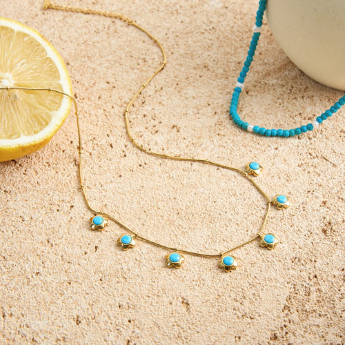 Load image 1 in gallery view. Turquoise Flower Pendant Charm Jewelry Gift for Women