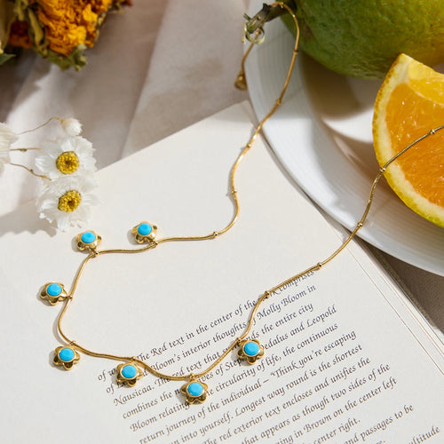 Load image 1 in gallery view. Turquoise Flower Pendant Charm Jewelry Gift for Women