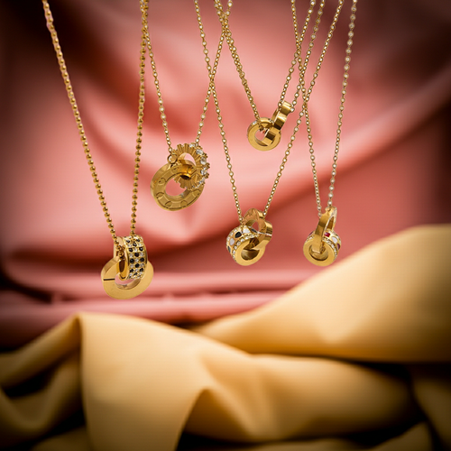 Load image 1 in gallery view. Interlocking Pendant Necklace for Kids and Woman 18K Gold Plated