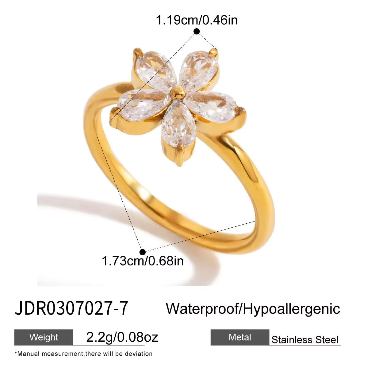 18K Gold Plated White Zirconia Multi Style Rings