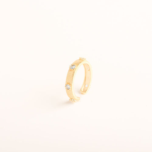 Load image 1 in gallery view. 18K Gold Brushed Snowflake Zircon Ring | Elegant Women’s Jewelry