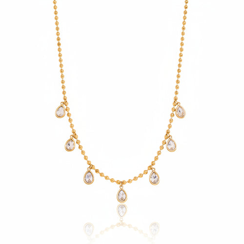 Load image 1 in gallery view. 18k Gold Plated Necklace White Zircon Waterproof Necklace