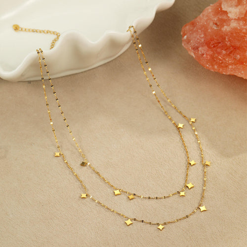 Load image 1 in gallery view. 14K Gold Plated Double Layer Stainless Steel Layered Choker Chain Necklace for Women