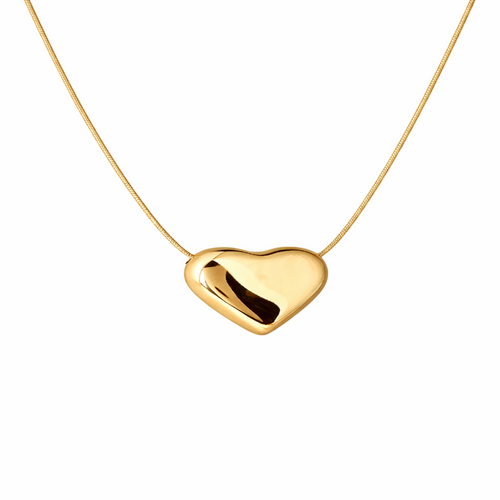 Load image 1 in gallery view. Gold Plated Stainless Steel Rose Women Heart Pendant Necklace
