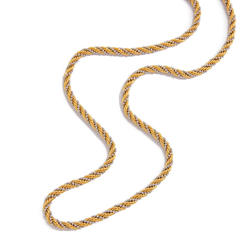 Load image 1 in gallery view. Minimalist Two Tone Ball Bead Twist Chain Winding Spiral Necklace