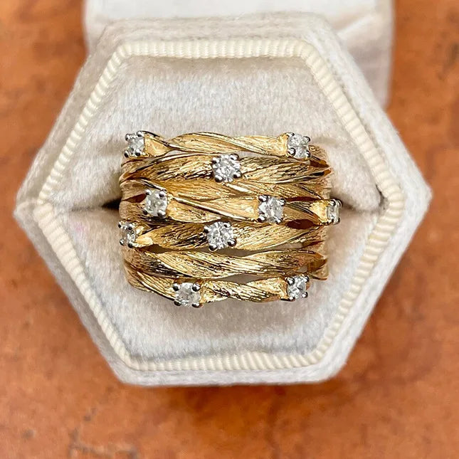 Winding Vine Ring Women's Gold Plated Natural Stone Starry Zircon
