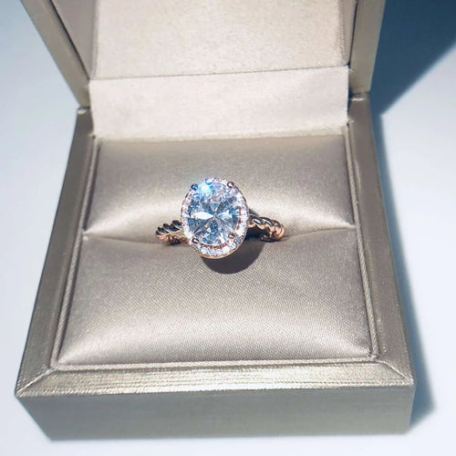 Load image 1 in gallery view. Rose Gold Plated High Quality Oval Diamond Zircon Wedding Rings