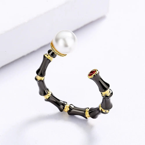 Load image 1 in gallery view. Handmade Antique Colored Pearl Ring for Women