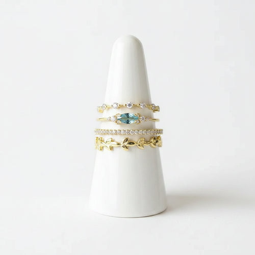 Load image 1 in gallery view. 4Pcs Set Blue Crystal Zircon Gold Plated Rings