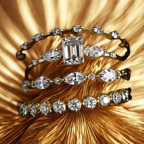 Load image 1 in gallery view. 4PCS Gold Plated Zircon Eternity Bands Ring Set