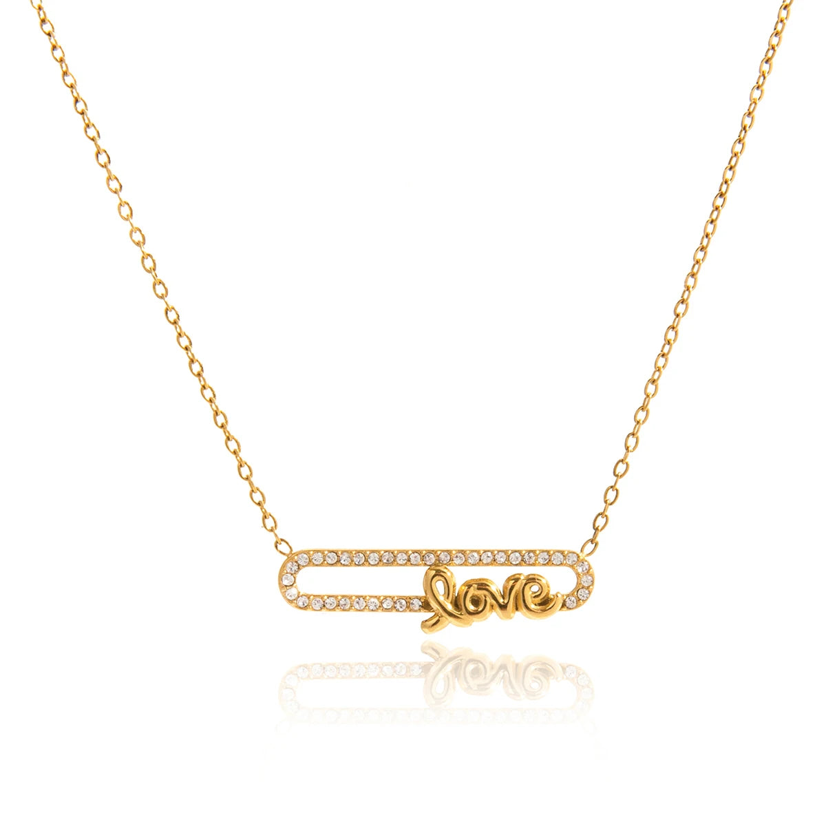 White Rhinestone Crystal Love Letter Pendant Necklace Children Women