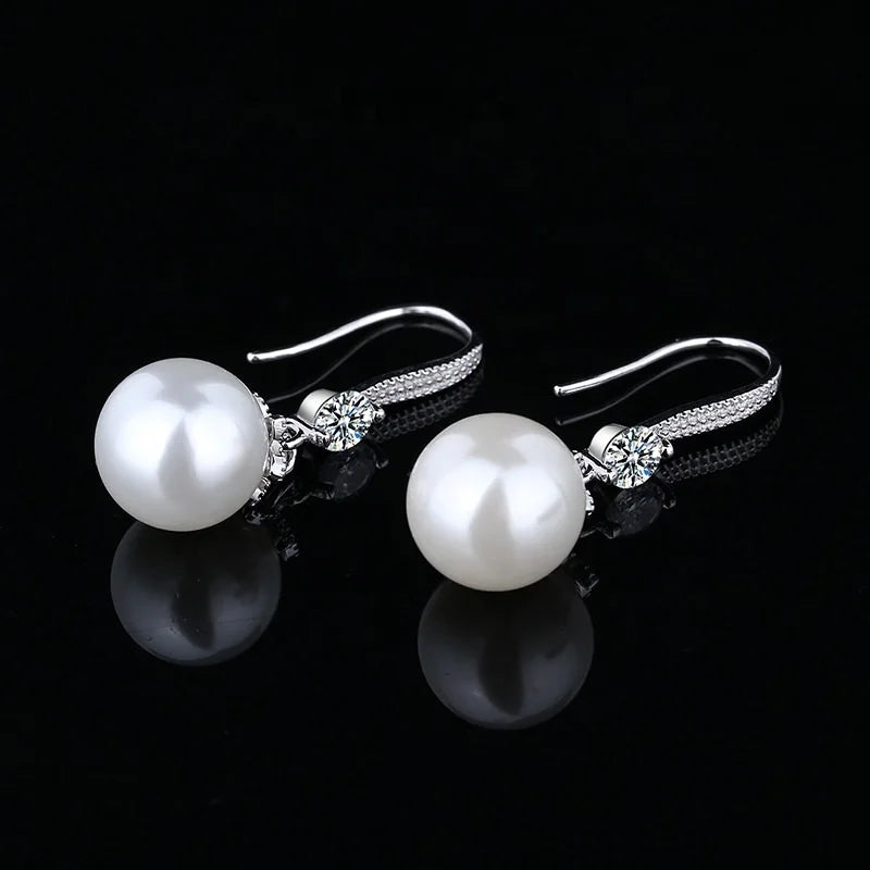 925 Sterling Silver Natural Pearl Dangle Drop Earrings Gift for Women