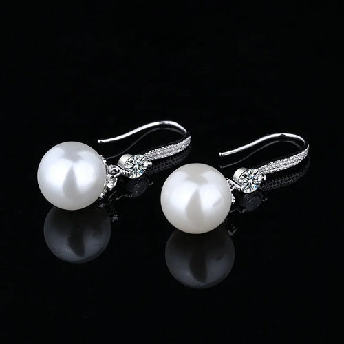 Load image 1 in gallery view. 925 Sterling Silver Natural Pearl Dangle Drop Earrings Gift for Women