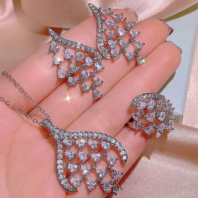 Luxury Zircon Stones Jewelry Set Trendy Chain