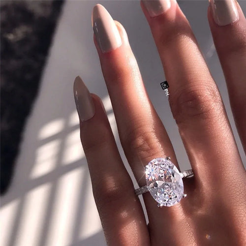 Load image 1 in gallery view. Geometric Shape 3A Zircon Wedding Rings Platinum Plated