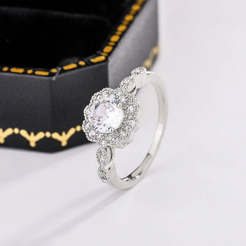 Load image 1 in gallery view. Platinum Plated Shine 3A Zircon Rings