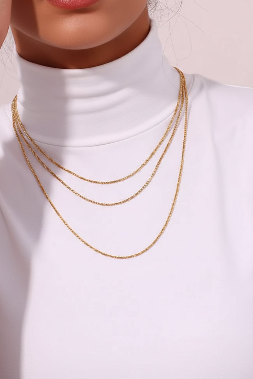 18k Gold Plated  Waterproof  Chain  Necklace Fashion Jewelry