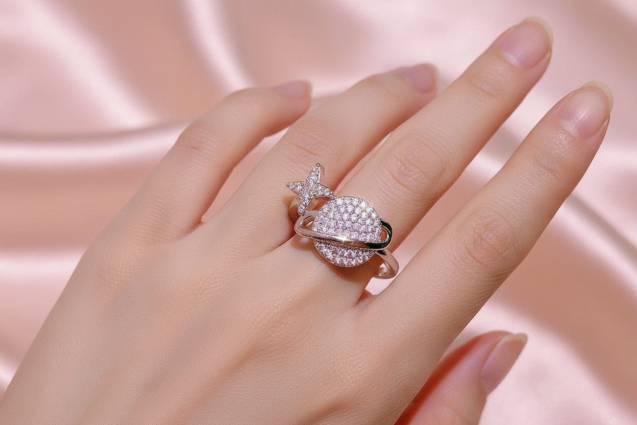 Fashion Jewelry Star Shape Shine Zircon Jewelry Set Brass Platinum Plated